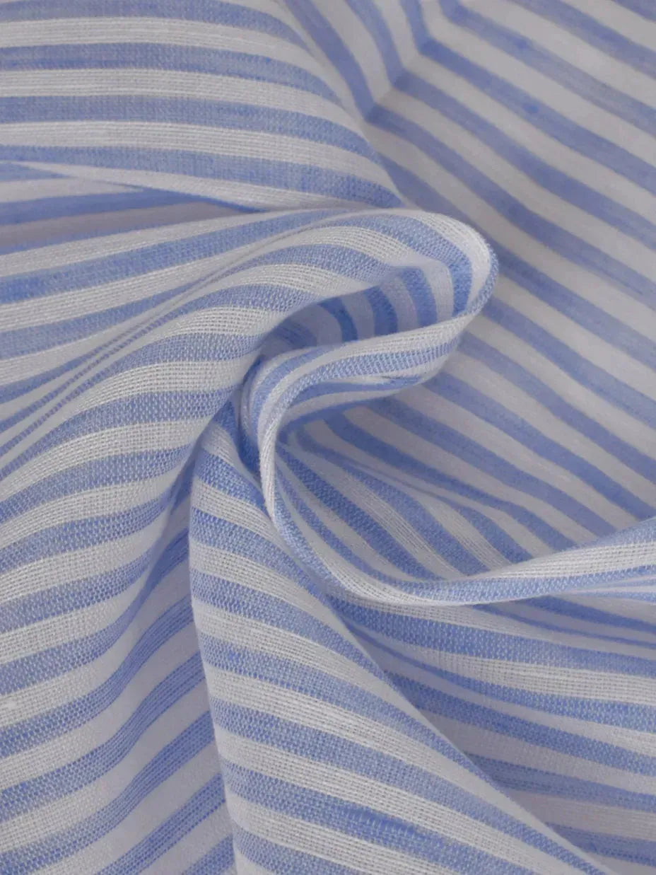 Linen cotton blend fabric with stripes