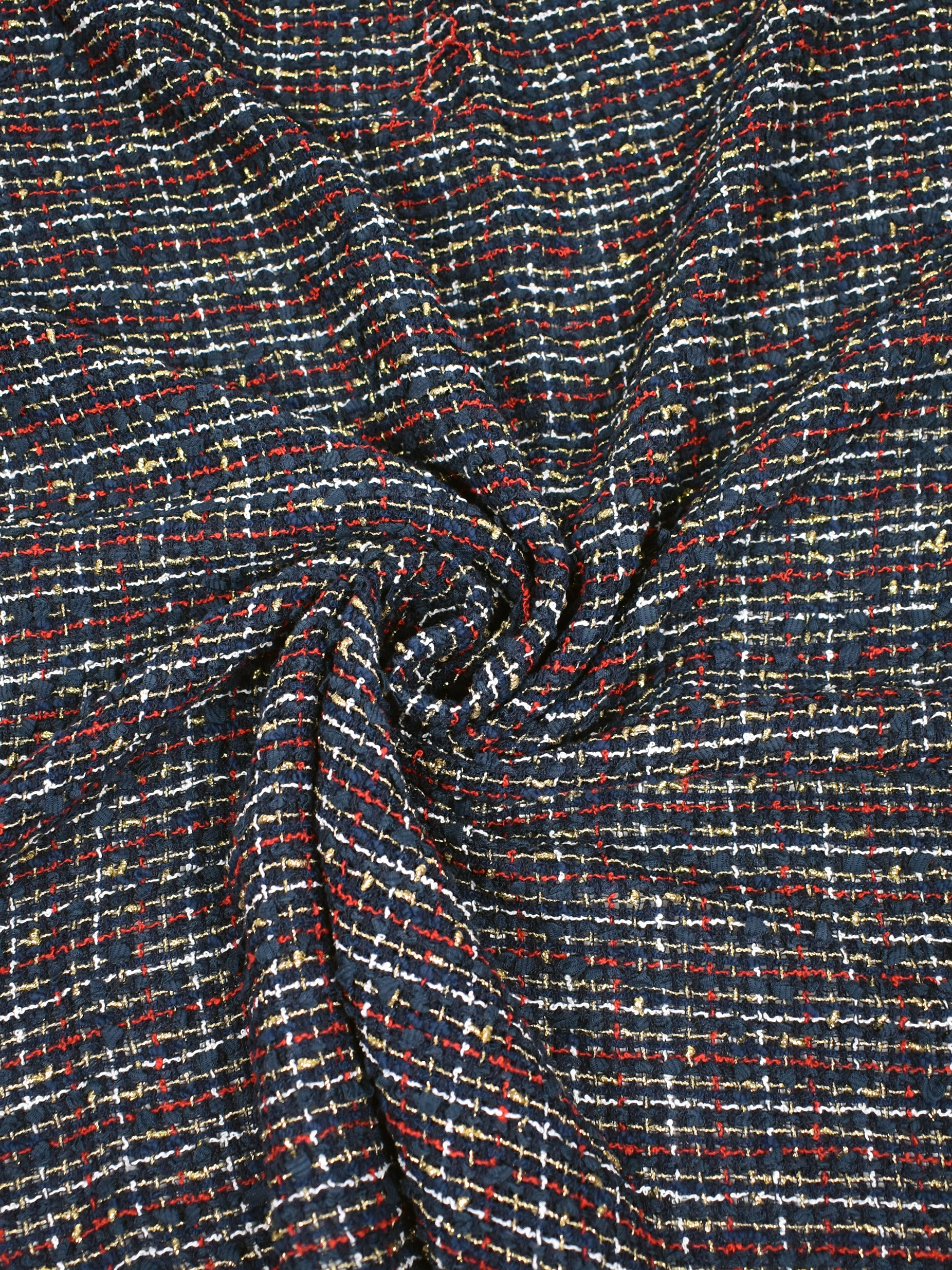 Blaue Mischung aus Baumwolle und Lurex-Tweed