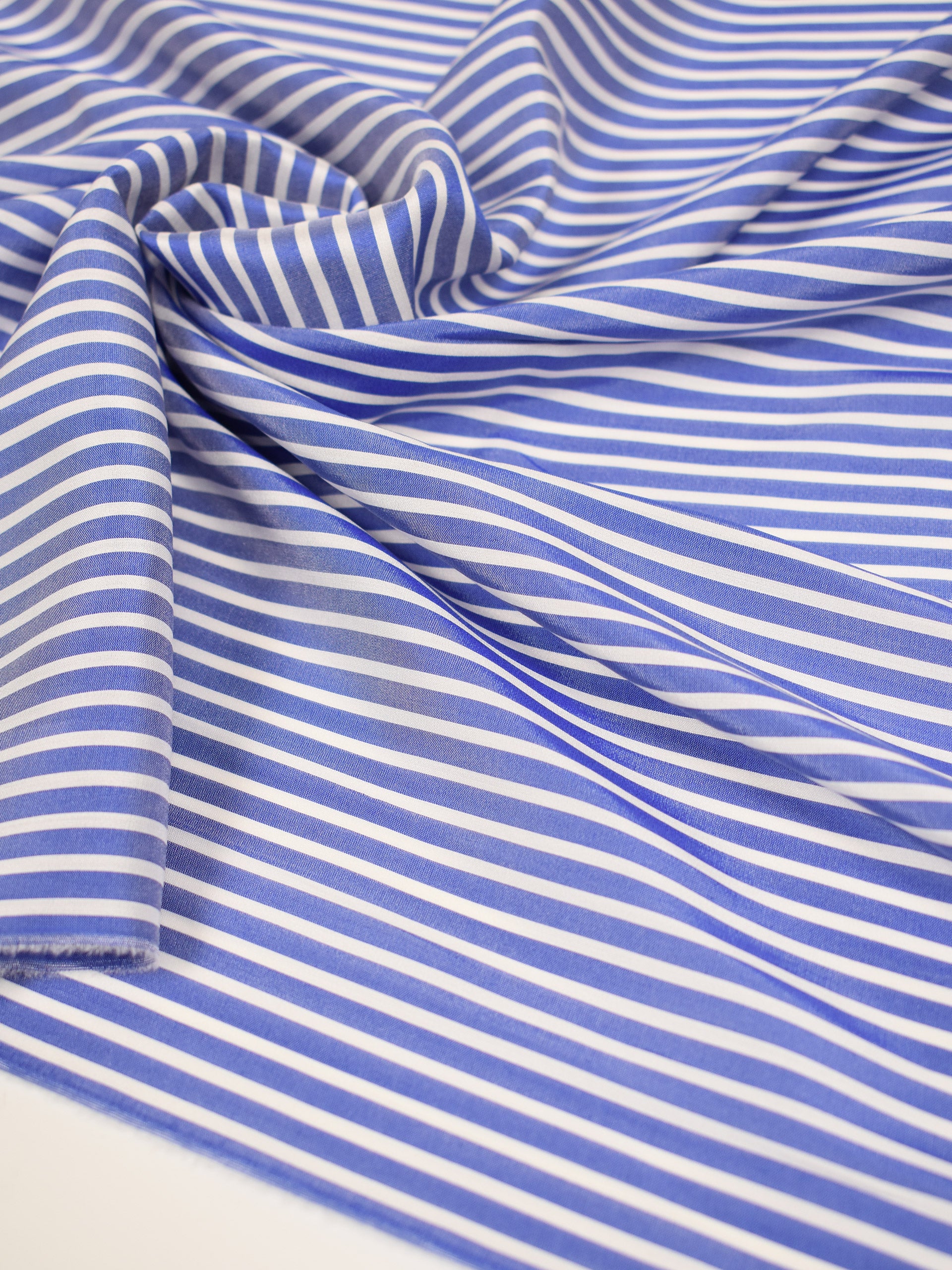 Pure silk crepe with blue stripes