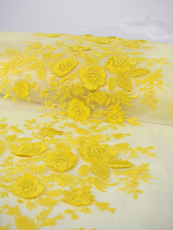 Floral embroidered silk organza