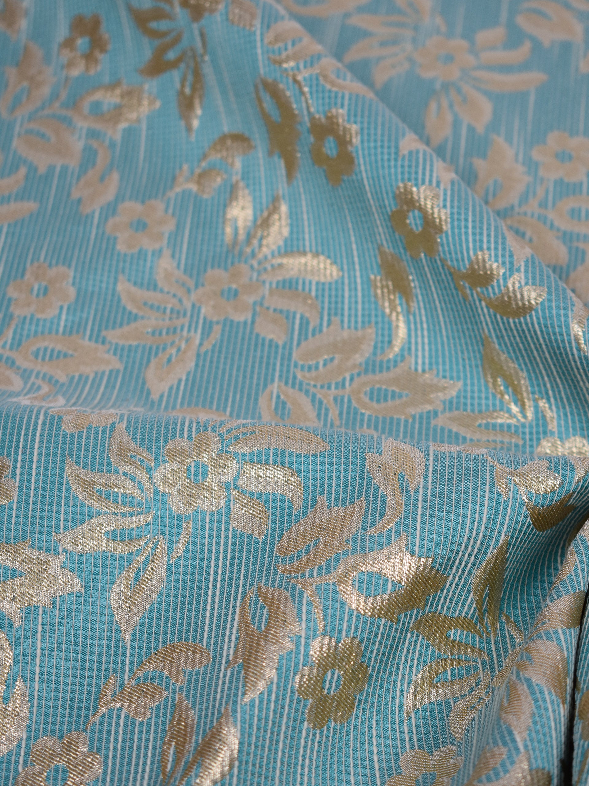 Blue brocade jacquard