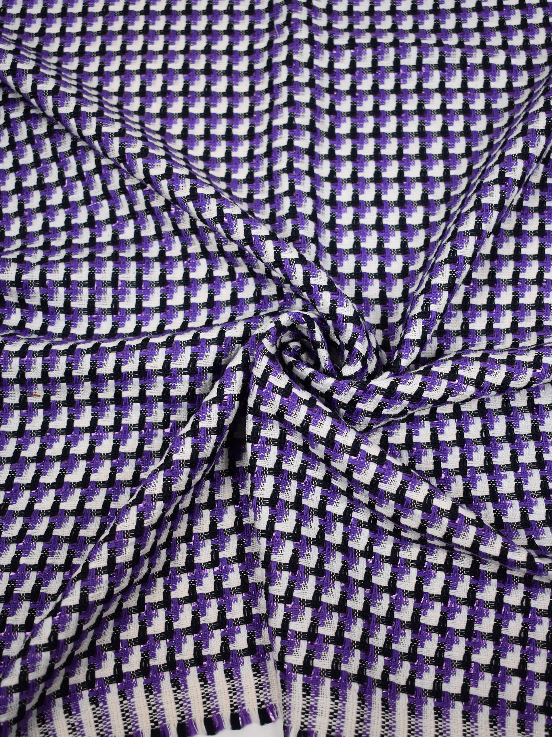 Jacquard de mezcla de algodón con estampado geométrico morado