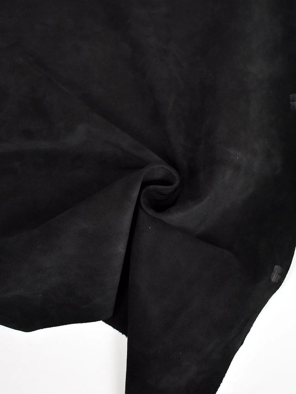 Black suede cowhide leather